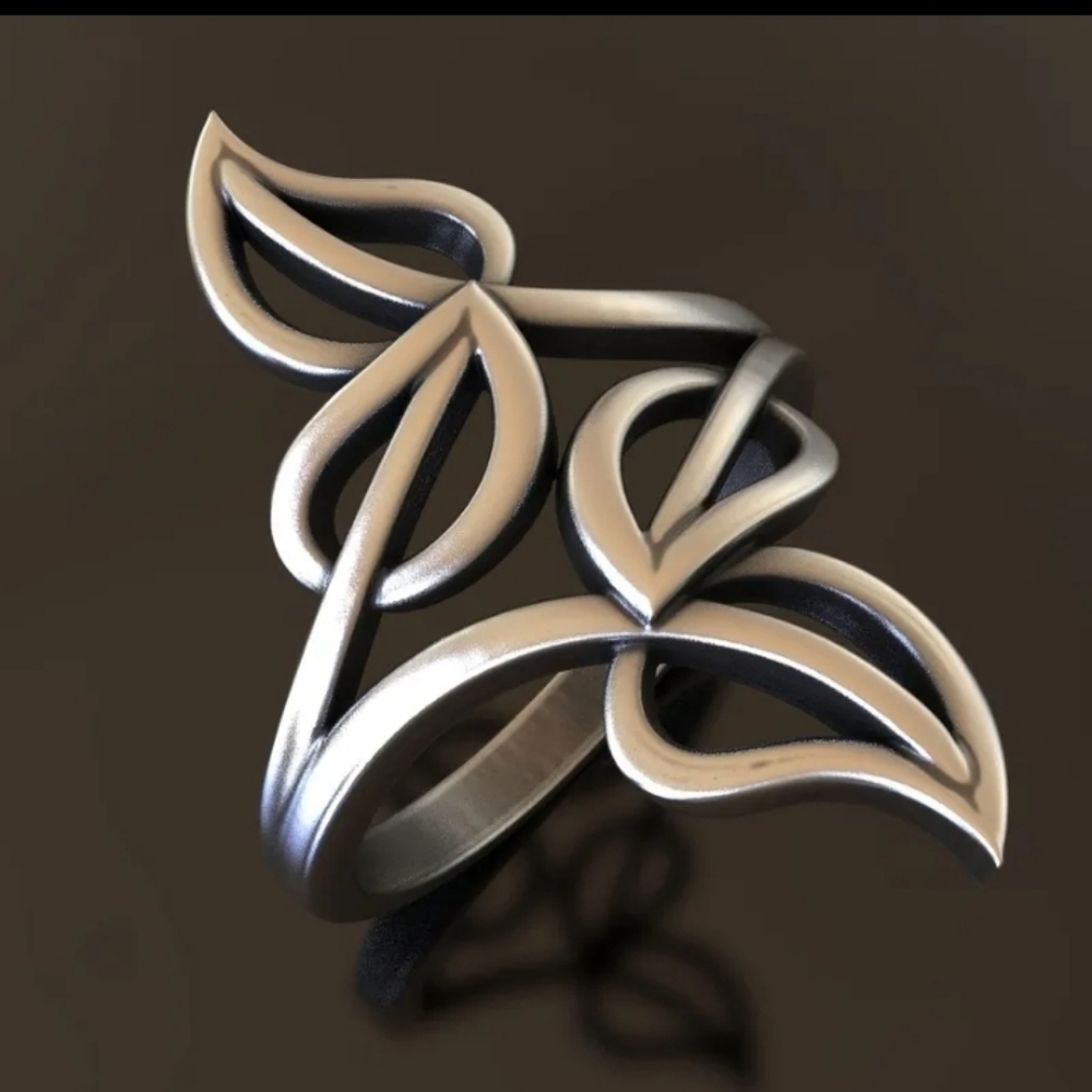 Silvertone Leaf Ring - Picture 2 of 6